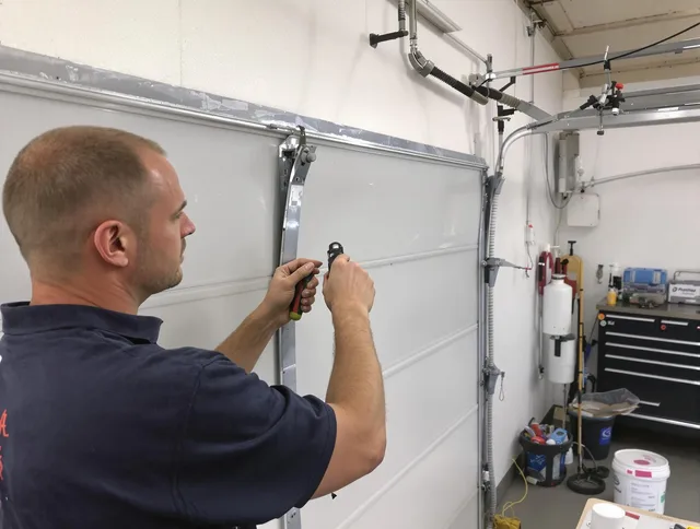 Before and after garage door dent repair by Boca Raton Garage Door Repair in Boca Raton
