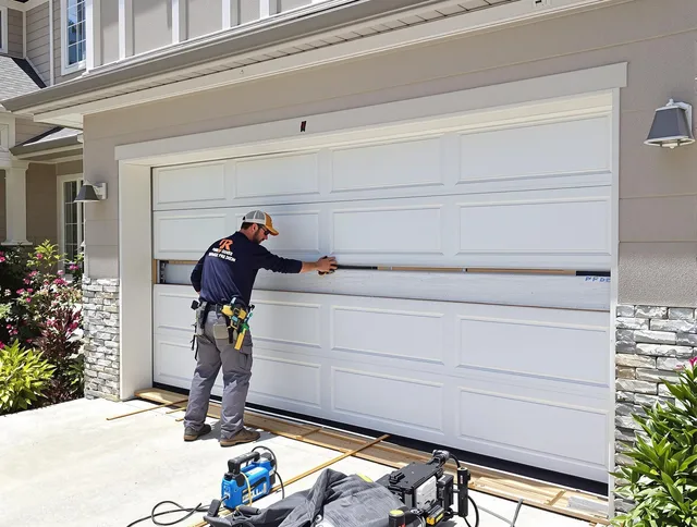 Boca Raton Garage Door Repair team performing complete garage door replacement at Boca Raton residence