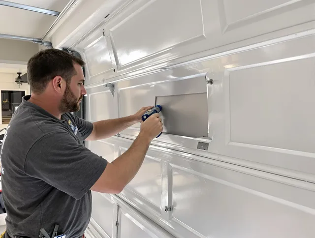 Garage door panel repair by Boca Raton Garage Door Repair in Boca Raton